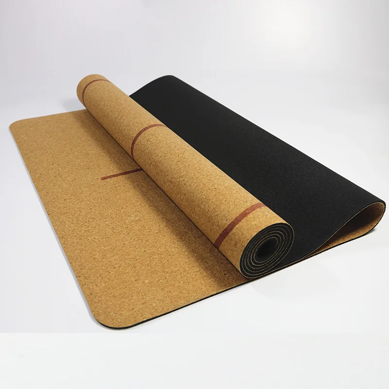 183 × 68cm tpe cork yoga mat with position line – non slip exercise mat for home gym & fitness
