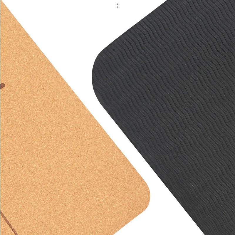 183 × 68cm tpe cork yoga mat with position line – non slip exercise mat for home gym & fitness