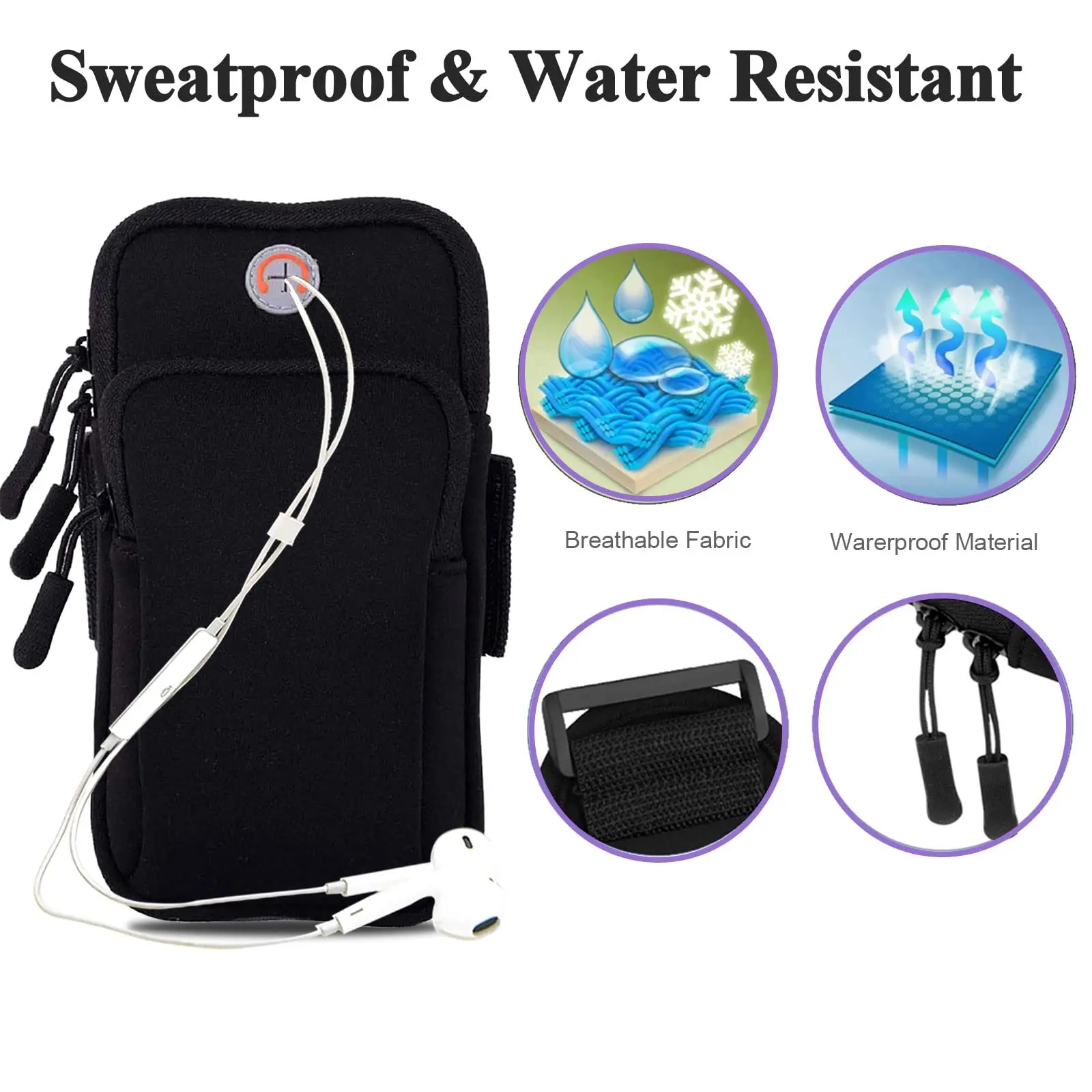 universal sports armband phone holder – running arm band for smartphones up to 6.8"