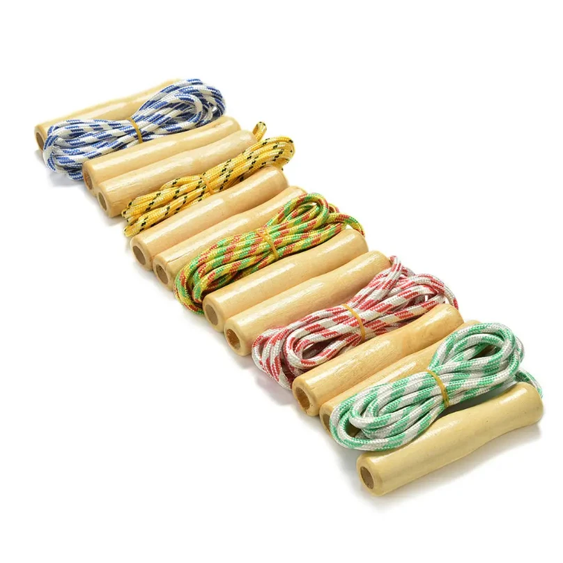 kids wooden handle speed jump rope – fitness training skipping rope (random color)