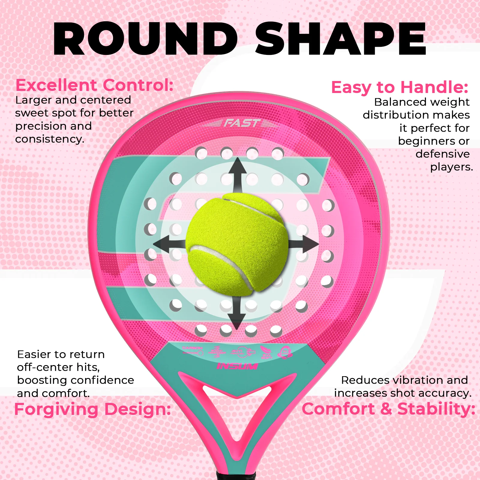 carbon fiber padel racket – lightweight with eva memory flex foam core