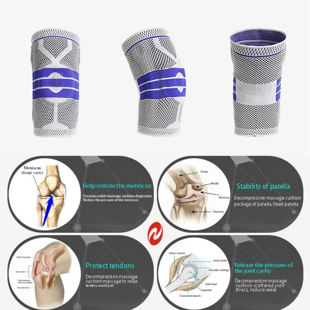silicone padded knee sleeves – patella & meniscus support for basketball, fitness & sports