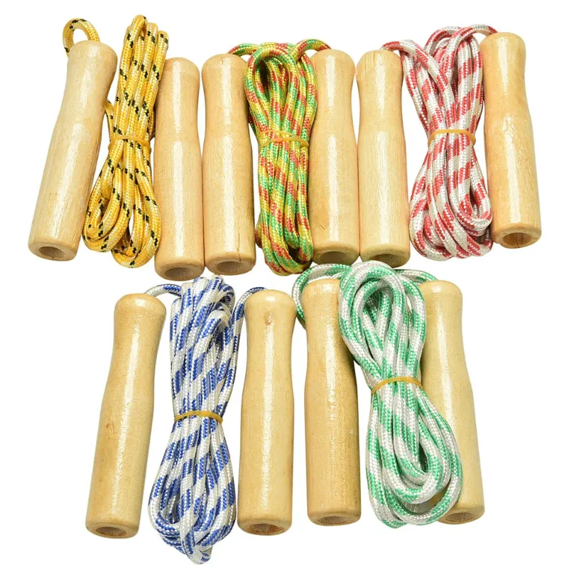 kids wooden handle speed jump rope – fitness training skipping rope (random color)