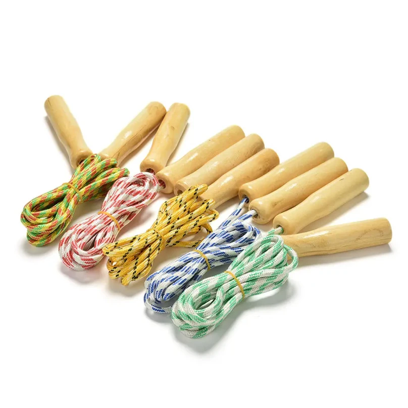 kids wooden handle speed jump rope – fitness training skipping rope (random color)