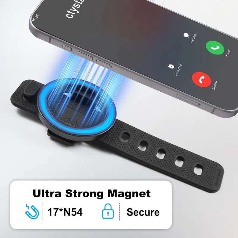 universal magnetic silicone phone holder – adjustable hands free mount for cycling, hiking & outdoor activities