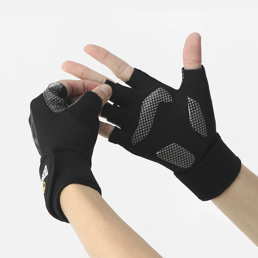 1 pair weightlifting gloves with wrist support – shockproof gym gloves for bodybuilding & training